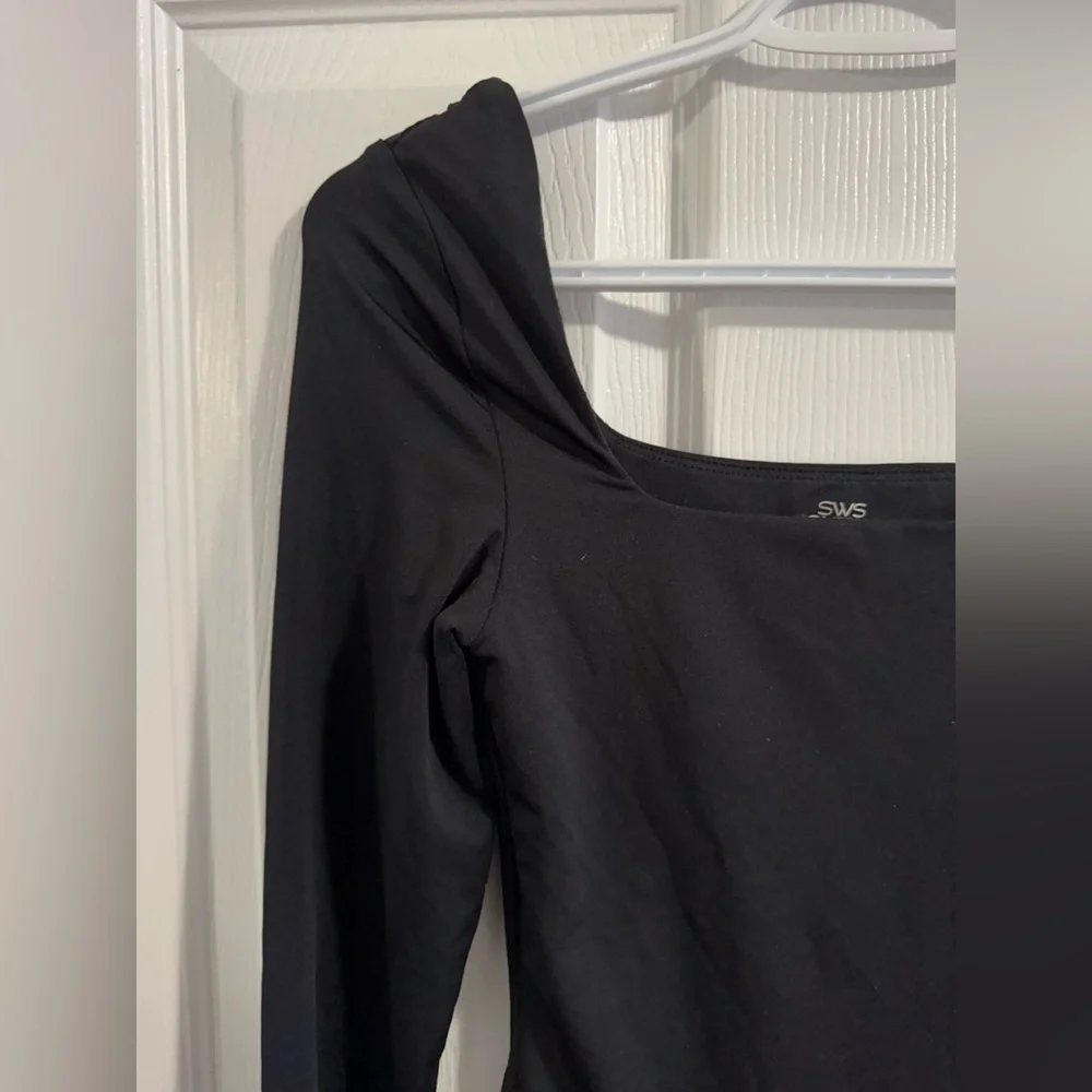 SQUARE NECK LONG SLEEVE CONTOUR BODYSUIT BLACK SIZE SMALL - Picture 2 of 6